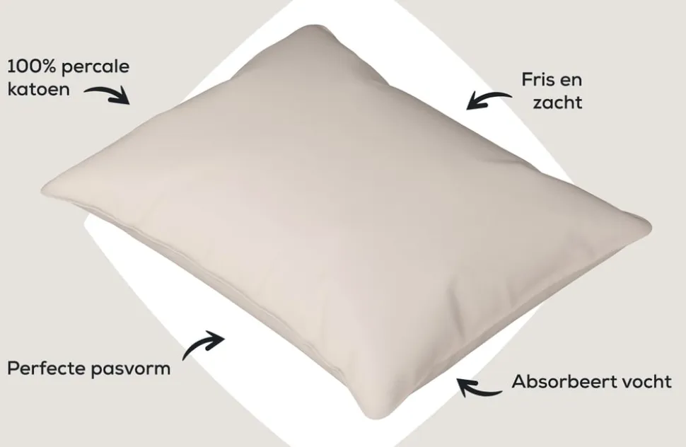 Dixxius Kussenslopen Excellent Percale Katoen Sand (set van 2)