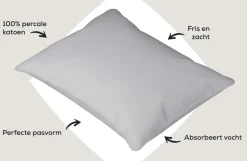 Dixxius Kussenslopen Excellent Percale Katoen Light Grey (set van 2)