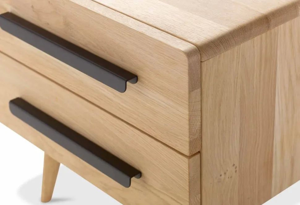 Nachtkast Balance Curve met zwart-metalen handvat